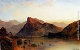 Alfred De Breanski Snr Canvas Paintings - The Glydwr Mountains, Snowdon Valley, Wales